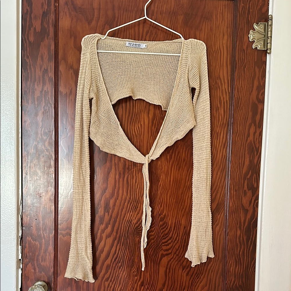 Beige Knit Cardigan by Lost in Nowhere